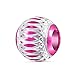 Produktbild ANDANTE-Stones Silber Bead Charm (Pink) mit silberner Verzierung - Element Kugel für European Beads + Organzasäckchen