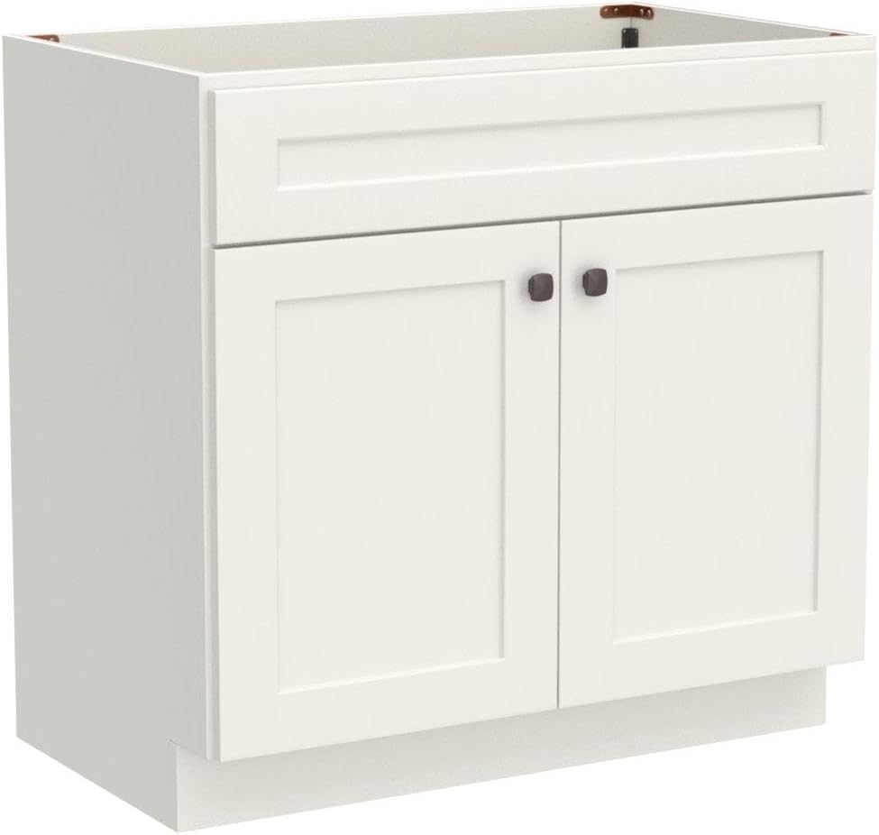 New White Shaker Single-sink Bathroom Vanity Base Cabinet 24" Wide x 21" Deep WS-V2421