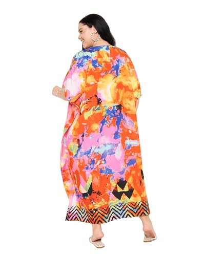 Image of Gypsie Blu Women Plus Size Kaftan Dress Beach Cover Up Maxi Dresses for Women, V-Neck Kimono Sleeve 1X-3X