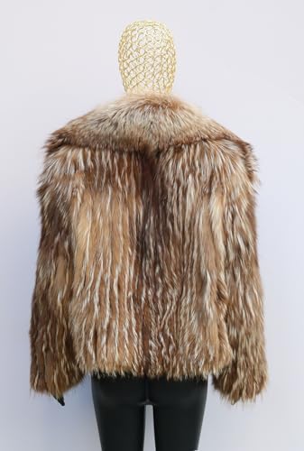 Women's Genuine Fox Fur Coat Big Lapel Collar Thick Warm Natural Fur Jacket Winter coat3