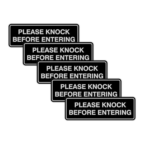 Standard Please Knock Before Entering Sign - Silver - Medium 5 Pack