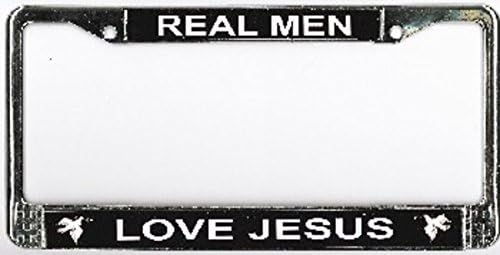 Real Men Love Jesus Photo License Plate Frame Free Screw Caps with This Frame