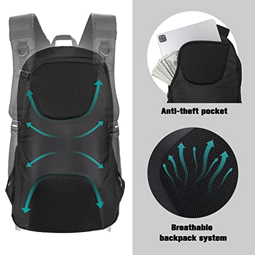 Waterfly 25L Hiking Backpack Daypack: Water Resistent Lightweight Rucksack with Rain Cover for Men Women Outdoor Camping Hiking Travel Daypack - Image 2