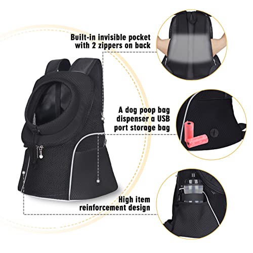 Woyyho Pet Dog Carrier Backpack Small Dog Front Backpack Ventilated Mesh Dog Travel Back Pack With Safety Belt For Travel Hiking Cycling Outdoor Use (M (Up To 10 Lbs), Black) #TOP4