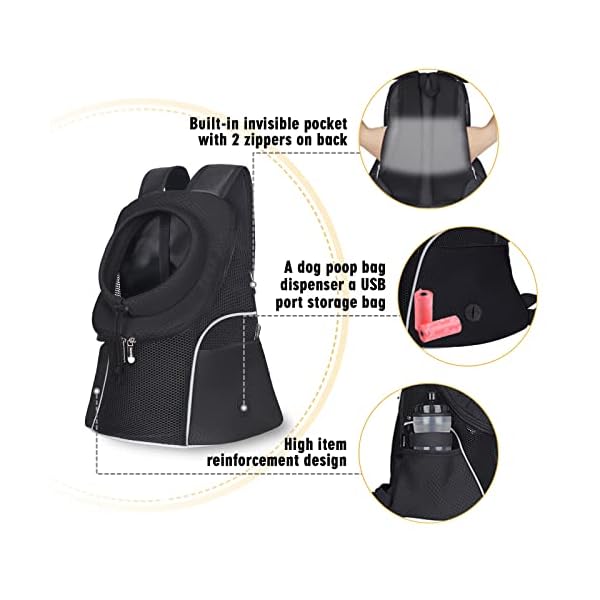 WOYYHO-Pet-Dog-Carrier-Backpack-Small-Dog-Front-Backpack-Ventilated-Mesh-Dog-Travel-Back-Pack-with-Safety-Belt-for-Travel-Hiking-Cycling-Outdoor-Use-M-up-to-10-lbs-Black AirVenture Pet Dog Carrier Backpack - Breathable Travel Solution for Small Dogs
