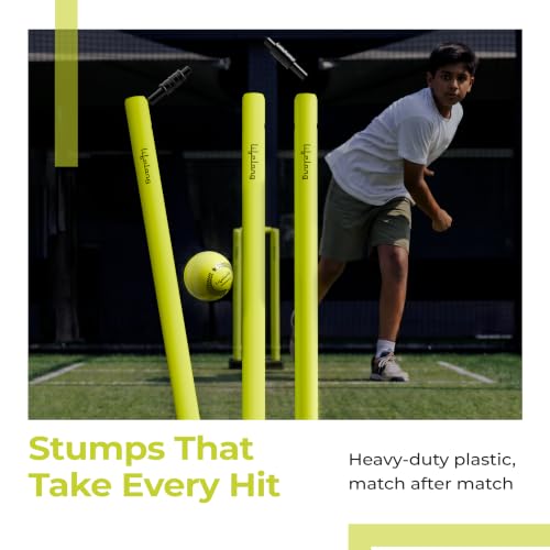 Image of Lifelong Premium Plastic Stump Set for All Ages | Durable Wicket Set with 3 Stumps, 2 Bails & 1 Base | Ideal for Boys, Girls & Adults | Full Size Practice and Recreational Play Set