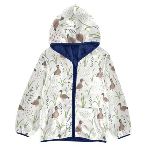 Funny Duck and Floral Leaf Toddler Jackets for Boys Winter Outerwear Kids 3T-10T