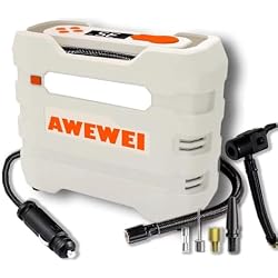 AWEWEI Tire Inflator Portable Air Compressor - 150PSI Air Pump for Car Tires, DC 12V Fast Inflation Auto Pump with Digital Tire Pressure Guage & Emergency LED Light for Car, Bike, Ball, R7 Silver