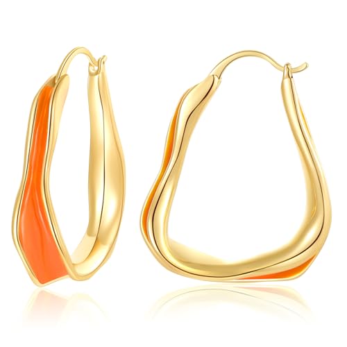 Chunky Hoop Earrings for Women Thick Minimalist Geometric Huggie Hoop Earrings Dainty Thick Y2K Preppy Earrings