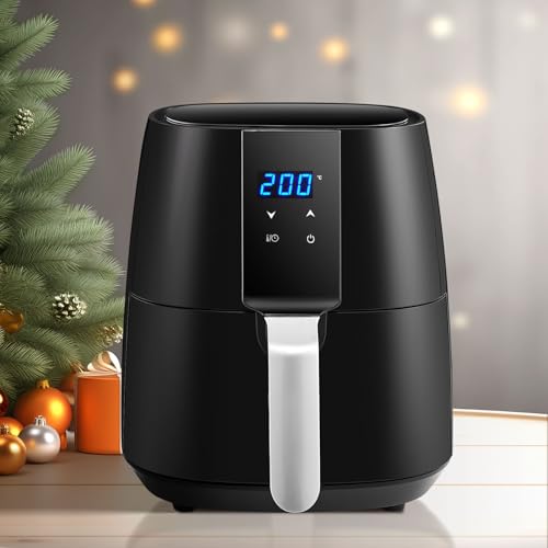CLIPOP Digital Air Fryer Home Use Energy Saving Airfryer inc Air Fry, Bake and Roast, Digital Touchscreen Air Fryers Oven, Oil Free Hot Cooker, Nonstick Basket, 3.8L, Black 1450W