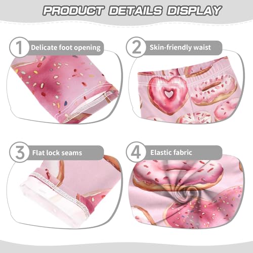 Pink Love Donut Girls Leggings Ultra Soft Compression Yoga Gym Pants for Kids 4-10T3