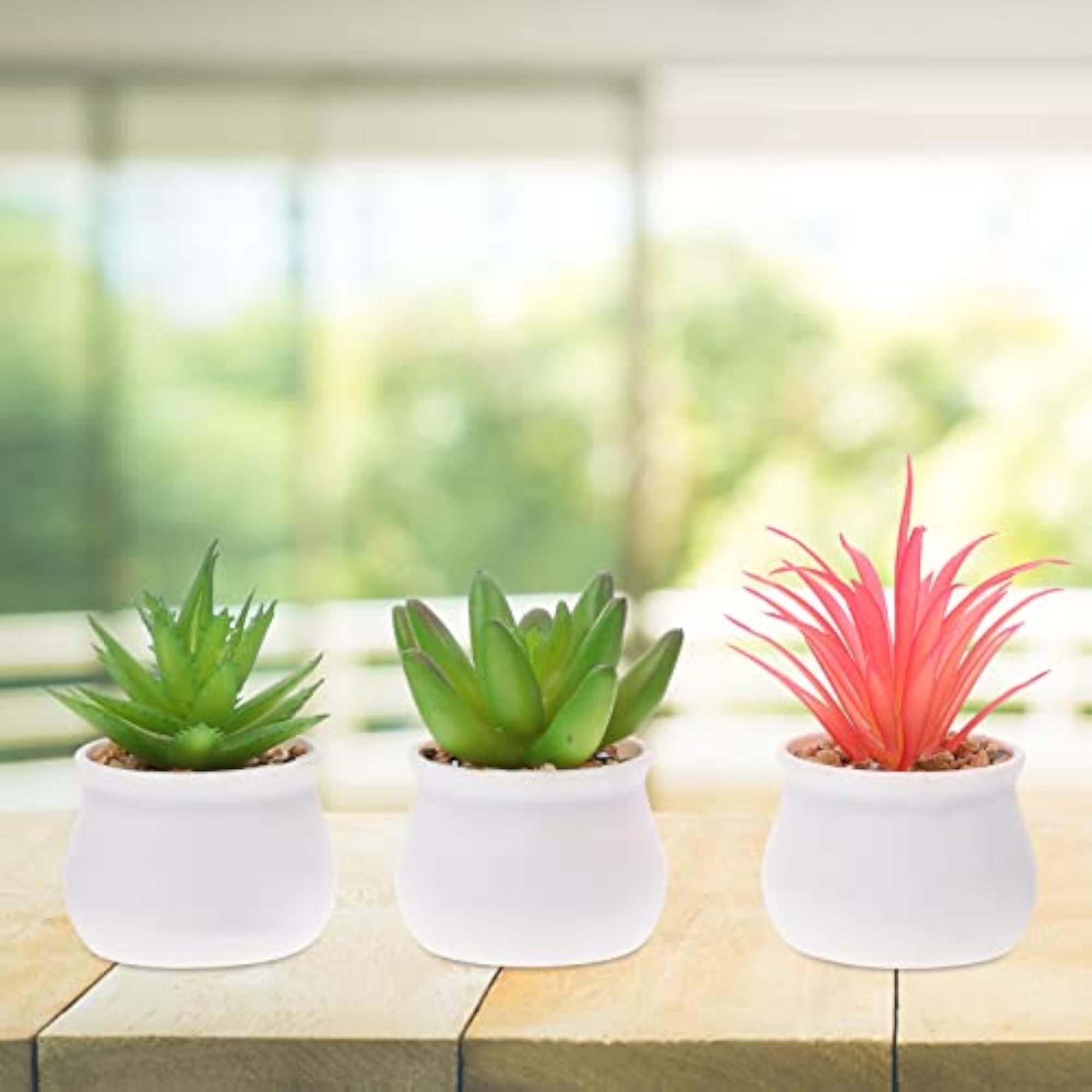 6Pcs Mini Potted Artificial Succulent Plant Decor