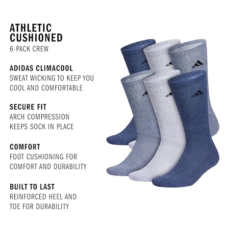adidas Men's Athletic 6-Pack, Cushioned Crew Socks with Arch Compression for a Secure Fit2