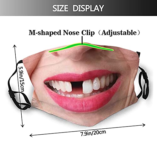 Canesert Smile With Missing Teeth Funny Face Mask, Funny Masks, Men & Women, Reusable Breathable Balaclava Adjustable Fashion Masks With 2 Filters #TOP1
