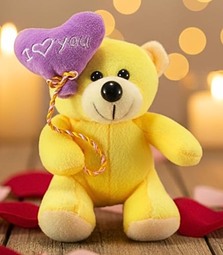 Image of Tickles Charming Balloon Teddy Stuffed Soft Plush Animal Toy Love Girl, Birthday Gifts, Valentine's Day (Color: Yellow Size: 35 cm)