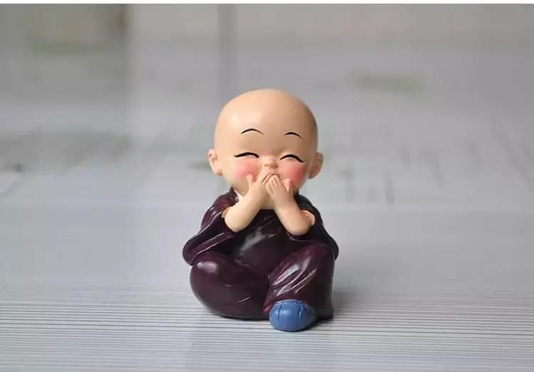 Miniatura 5 de Juego de estatua de monje de Buda, artículos de decoración del hogar, figuras, pieza de exhibición  Bonita mini estatua de Buda para tablero de