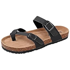Outwoods Women’s Bork-30 Vegan Leather Slide On Toe Loop Sandals
