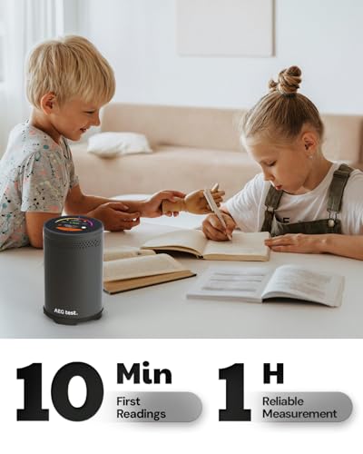 HOUND-3699 Radon Detector, 10-Minute Measurement Updates, Audible & Visual Alarm, Touchscreen Color Display, Long-Term Radon Concentration Monitoring for Home, pCi/L - Black - Image 3