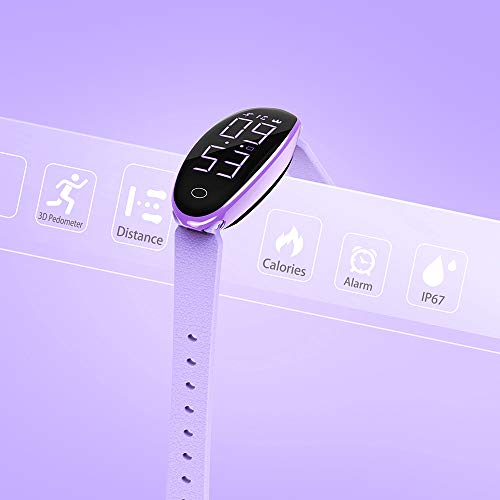 iGANK Pedometer Watch Simple Fitness Tracker Walking Pedometers Step Counter Calorie Counter for Women Kids,No App Required (Purple) - Thumbnail 3
