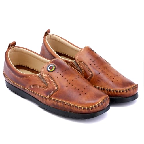 Sapatilha Mocassim Masculina Couro Legítimo Conforto Total (42, PINHÃO)