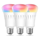 LOHAS Smart Lighting LED Light Bulbs A19 Dimmable Daylight White Ambiance Lights, Multicolored WiFi LED Smart Bulb, 60W Replace Smartphone Voice Control Lighting Compatible with Alexa, UL Listed 3Pack