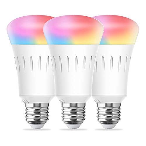 LOHAS Smart Lighting LED Light Bulbs A19 Dimmable Daylight White Ambiance Lights, Multicolored WiFi LED Smart Bulb, 60W Replace Smartphone Voice Control Lighting Compatible with Alexa, UL Listed 3Pack
