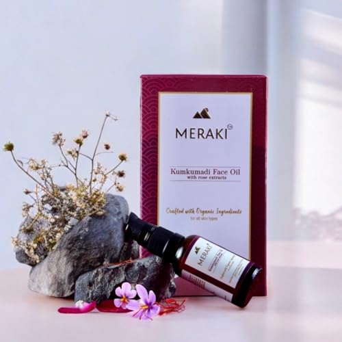Image of MERAKI Kumkumadi Face Oil with Rose Extracts - 30 ml | Ayurvedic Radiance Oil for Glowing Skin, Anti-Aging & Skin Brightening | Kumkumadi Tailam with Saffron, Sandalwood & 25 Herbs