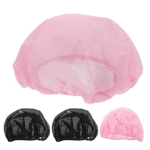 ELAYARD Gorro de Dormir de Malla Transpirable 4 Piezas con Banda Elástica Reutilizable y Lavable Colores Negro y Rosa Ajuste Seguro para Hombres y Mujeres Adecuado para Uso Nocturno y