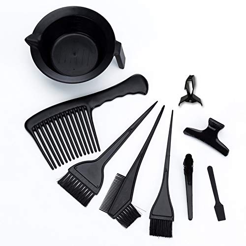 Bliss- 9 piece hair dye kit Hair Keratin application tool kit Salon hair straightening kit pick comb agitator bowl Wide tooth hair Comb brush hairdressing clips