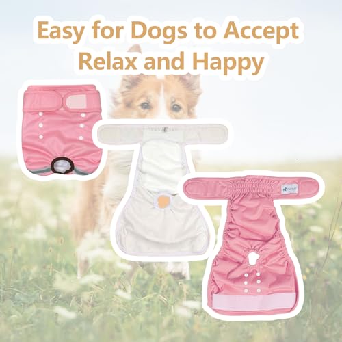 3 Stück Wiederverwendbare Hundewindeln, Hochsaugfähige hundehöschen, hündin läufig Windeln für läufige Hündinnen, Menstruationshöschen für Hündinnen, Schwarz Rosa Lila-S