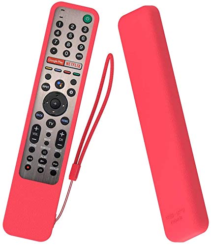 Image of Oboe Sikai Silicone Case for Sony Smart Tv Voice Remote RMF-TX600U RMF-TX500E Shockproof Protective Remote Cover Skin-Friendly Anti-Dirt Anti-Slip Anti-Lost with Remote Loop (Red)