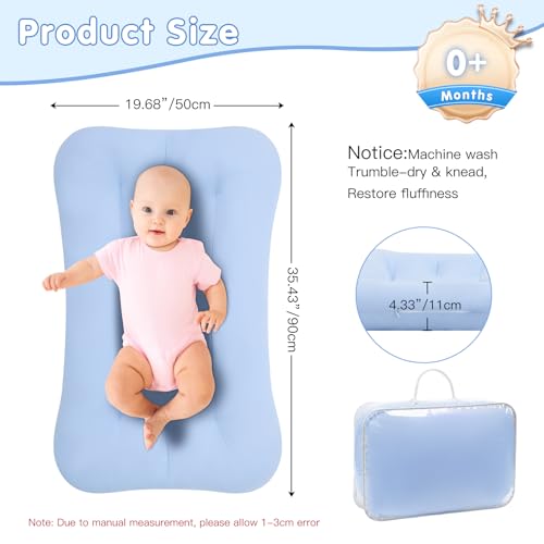 Baby Lounger, Soft Organic Cotton Breathable Lounger, Bionic Design Baby Lounger for Infants 0-24 Months, Newborn Babies Shower Gifts (Bluebell)