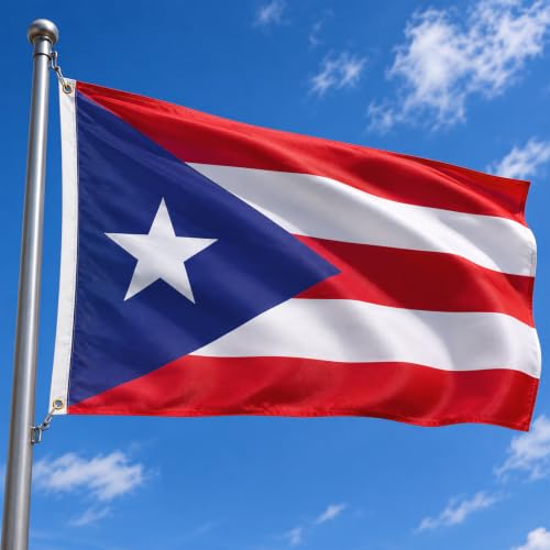 Image of AhfuLife Puerto Rico Flag 3x5 Ft, Large Puerto Rican Flags for Outside - Double Side with Brass Eyelets for Puerto Rican Party Decorations, Soccer Party Bar Garden Decoration Indoor Outdoor