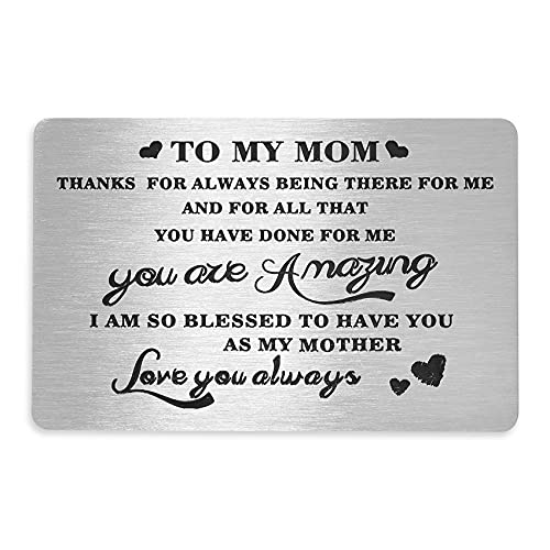Regalos para el Día de la Madre para Mamá de Hijo Hija Grabado Cartera de Metal Insertos Tarjetas de Regalo de Madres Regalo de Cumpleaños Tarjeta de Nota de Cover