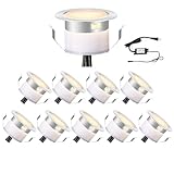 FVTLED 低電圧LEDデッキ照明キット ステンレススチール 防水 アウトドア 風景 庭 テラスステップ装飾ランプ LED埋め込みライト 10個パック (ウォームホワイト)