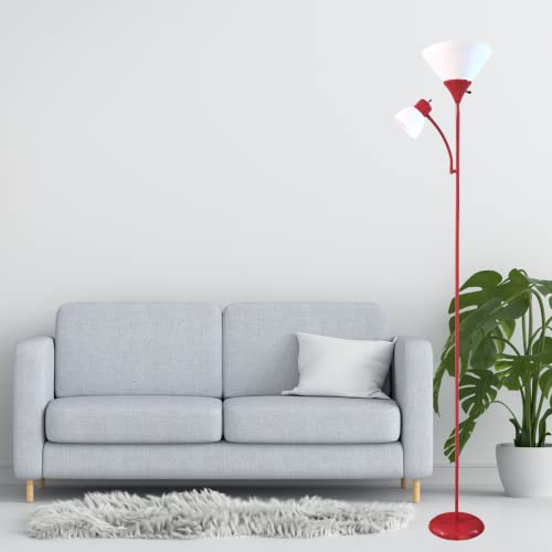 Luminária Chão 1,80m Articulada Dupla Duas Lâmpadas Pedestal Coluna Gimpo PF2-04 PAI Cor: Vermelho