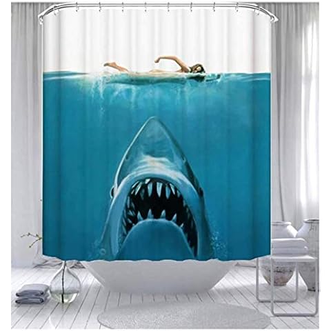 Dimmo Ocean Theme Shark Whale Shower Curtain Waterproof Bathroom Decorated Shower Curtain Simple Stylish with 12 Hooks 71 x 71 inches Cover