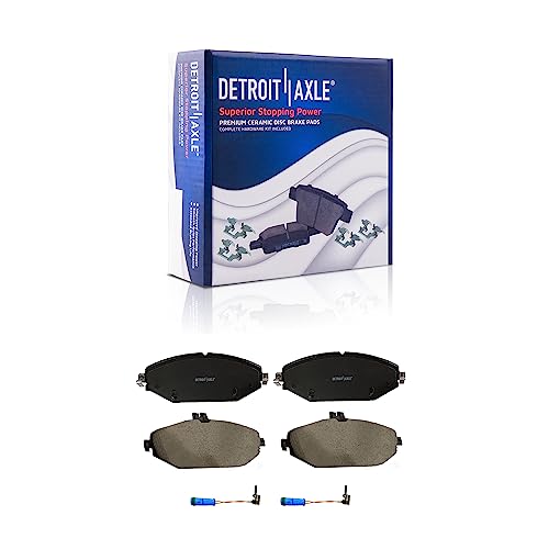 Image of Detroit Axle - Front Brake Kits for 15-21 Mercedes-Benz C300, 18-19 E300 | Drilled & Slotted Brake Rotors Ceramic Brakes Pads with Hardware 2018 2019 Replacement 12.99 inch inch Rotor
