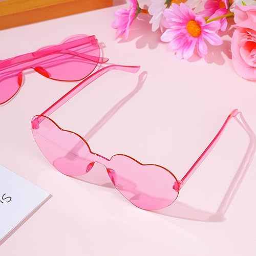 Fengek 30 Pcs Heart Shape Sunglasses Frameless Transparent Glasses Party Favors for Women4