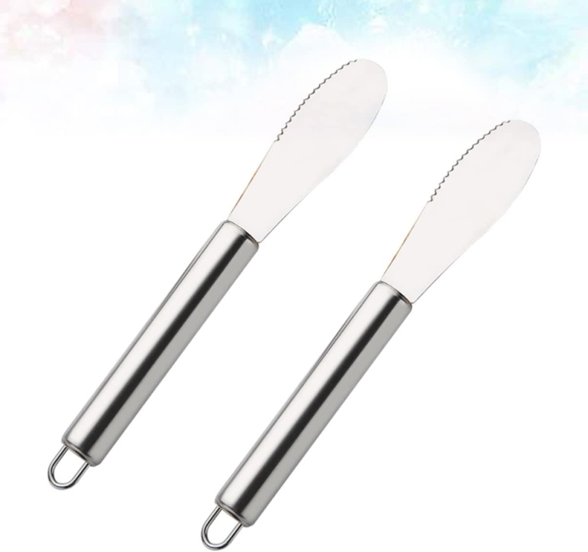 Mikinona 2pcs Stainless Steel Cream Spatula for Cake Icing and Butter Spreading Kitchen Tool and Cheese Easy to Clean Silver