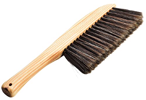 sanxie洋服ブラシ 掃除 ブラシ ほこり取り ブラシ 馬毛ブラシ ミニほうき ダスターモップ 静電気除去 靴磨き 毛玉取り 天然木 スーツブラシ ベッド 部屋 デスク 掃除 多用途 埃取り 花粉対策 除塵 掃除用具 家庭用 (ブラウン)