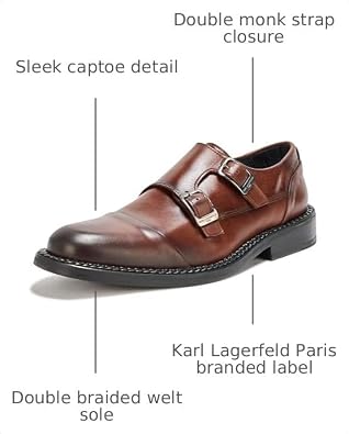 Karl Lagerfeld Men's Double Monk Captoe Dress Shoe