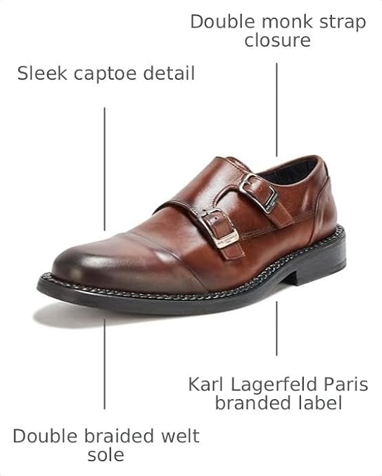 Karl Lagerfeld Men's Double Monk Captoe Dress Shoe