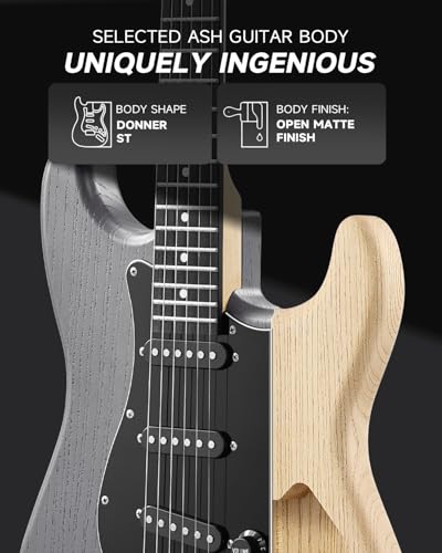 Image of DONNER DST-80 Electric Guitar 39 inch Beginner Electric Guitar Kit with Amp, Classic SSS Pickup Complete with Gig Bag, Tuner, Capo, Strap, Picks, and Free Online Lessons