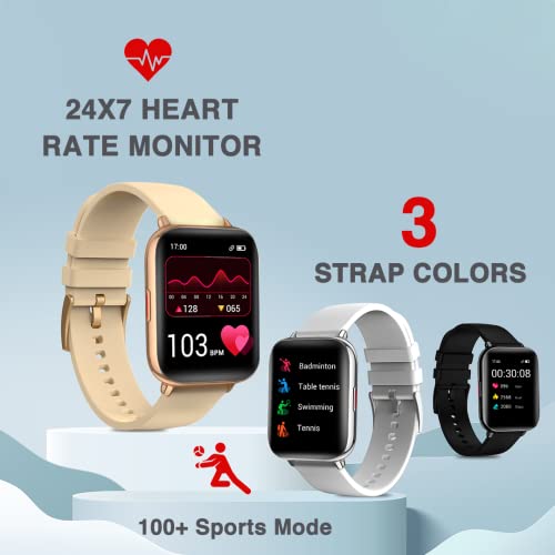 Image of MUSTARD CZAR Smart Watch with 1.81 inch Curved Display with 3D Dynamic dial, Bluetooth Calling, Water Proof IP68, 10 Built-in &100+ Sports Mode, 150+ Watch Faces, Dedicated Spo2 & Female Care (Gold)