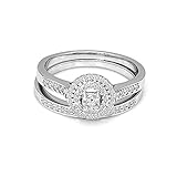 3/8 Carat | 925 Sterling Silver| IGI Certified Brilliant-Cut Lab Grown 2 Set Bridal Engagement Pave...