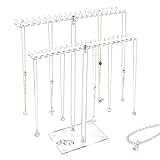 SRVAXZN Acryl Schmuckständer, 2 Stöckig Kettenständer Schmuck Transparent Schminktisch Schmuckbaum Kettenhalter Aufbewahrung Schmuckhalter für Ketten Ohrringen Ringen...