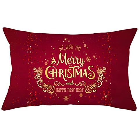 Homxi Merry Christmas Elk Throw Pillow Cover