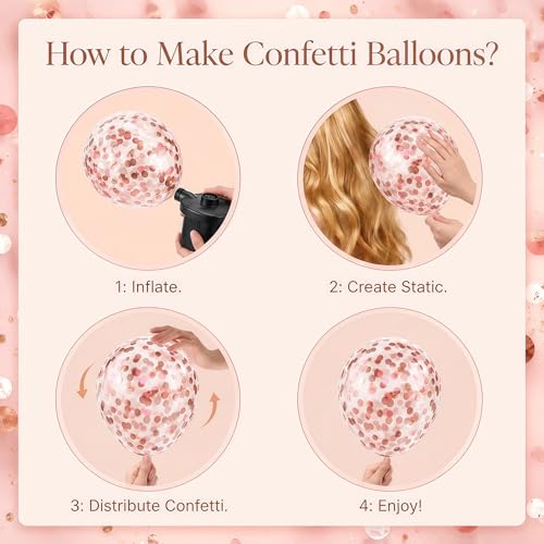 Image of Hiins Balloon Column Kit Set of 2 With Balloons Included - with Base,Pole,Balloon Tower Backdrop Decoration for Wedding, Baby Shower,Birthday Party,Bachelorette Parties (3xRose Night Black)