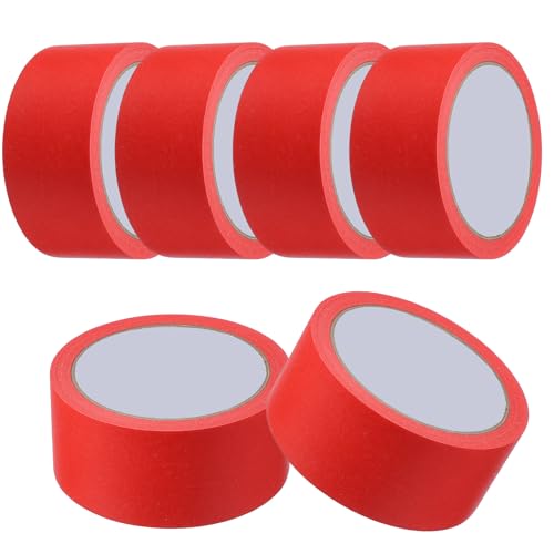 Image of MECCANIXITY Masking Tape 1.8 Inch x 21 Yard Painter's Tape Red Paint Tapes for DIY Crafts Arts Drawing Decoration Labeling Car Painting Artist Teachers, Pack of 6